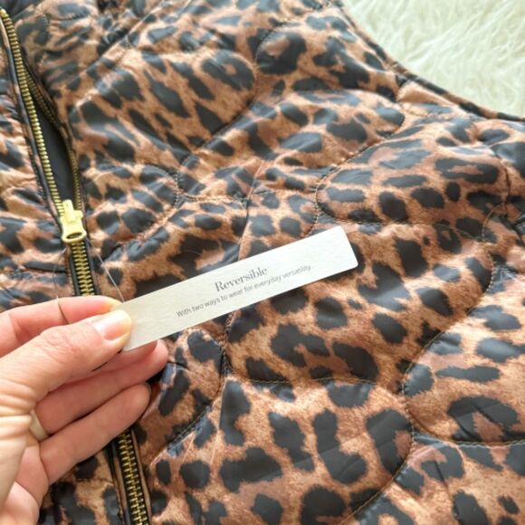 NWT! Talbots Reversible Quilted Vest - Leopard Print/Black | Size 1X - Picture 3 of 9